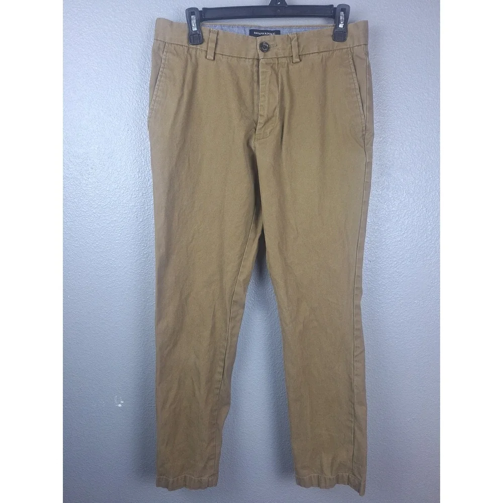 Banana Republic Aiden Chino Men 31x30 Khaki Tan Slim Fit Cotton Pants